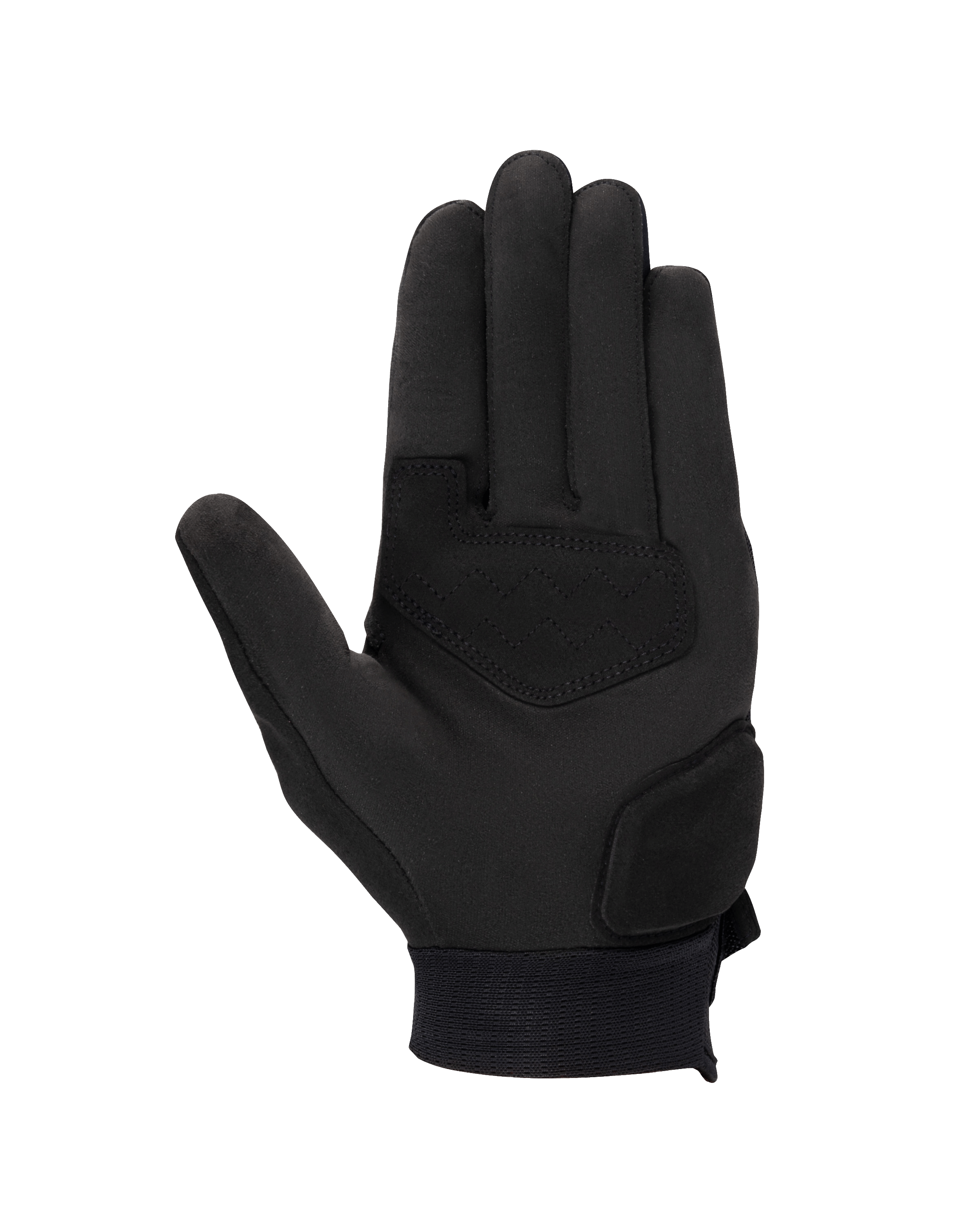Alpinestars Stated Damen-Handschuhe, Schwarz, Handflächenansicht mit synthetischer Wildlederkonstruktion, verstärkte Handfläche und Daumen für Abriebfestigkeit, elegantes urbanes Motorrad-Design