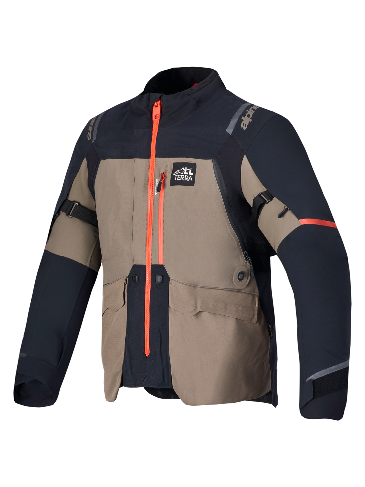 Alpinestars St-7 V2 2L Gore-Tex Jacket, Adventure Motorcycle Jacket, Walnut Black and Orange, waterproof GORE-TEX construction, CE certified
