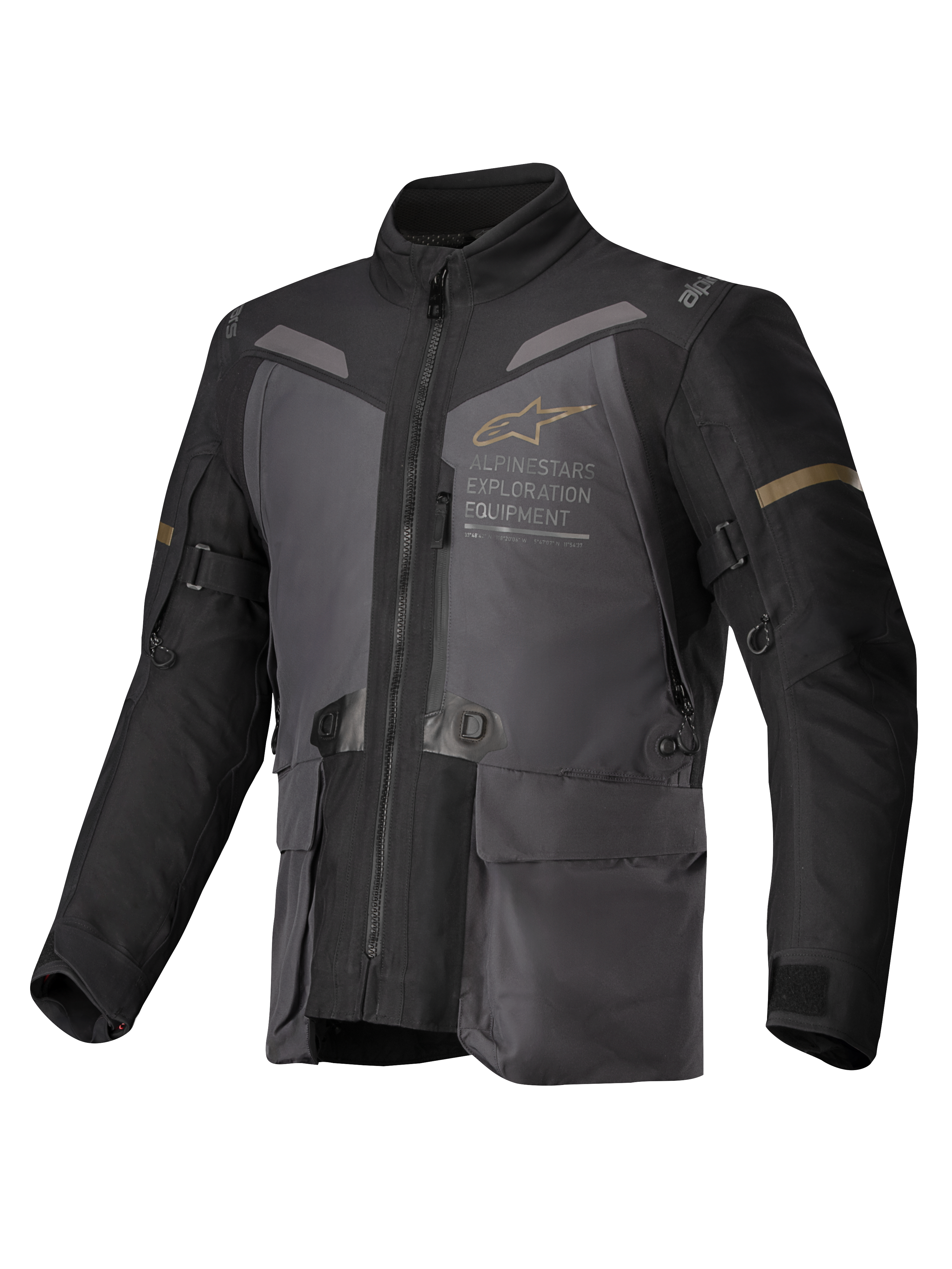 Alpinestars ST-7 2L GORE-TEX Jacke, Adventure-Touring-Motorradjacke für Herren, Dunkelgrau, Schwarz und Dunkelkhaki, wasserdichte laminierte Konstruktion, CE-zertifiziert