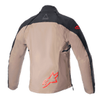 Alpinestars Techdura-Jacke, Off-Road Enduro-Jacke, Black Falcon Brown, Rückansicht ohne taktische Weste, mit roten Astars-Logos und strapazierfähiger Polyamid-Canvas-Konstruktion.