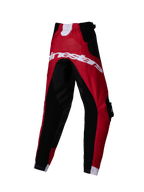 Alpinestars 2025 Kids Racer Veil Hose, Motocross-Hose, Schwarz und leuchtendes Rot, Rückansicht mit großem weißem Alpinestars-Logo, technisches Multi-Panel-Design für Offroad-Rennsport