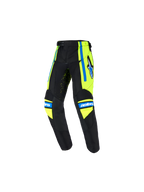 Alpinestars 2026 Kids Racer Nomur Hose, Kinder-Motocross-Hose, Dunkelblau mit neongelben und UCLA-blauen Akzenten, Stern-Logo auf dem Oberschenkel, „astars“-Branding auf den Knien, ergonomisches vorgeformtes Design für Offroad-Rennen