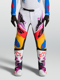 Alpinestars Supertech Dyna Motocross-Hose für Herren, Weiß und Blau, aus Stretch-Ripstop mit Lederpaneelen.