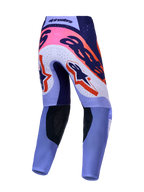 Alpinestars Supertech Dyna Motocross-Hose in Hellviolett und Dunkelviolett mit Pink Fluo-Akzenten, Rückansicht.
