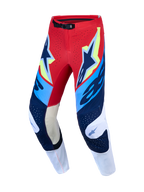 Alpinestars Supertech Dyna Hose, Herren-Motocross-Rennsport-Hose, Rot, Weiß und Navyblau, Ziegenleder-Kniepanels