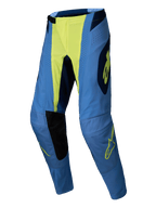 Alpinestars 2025 Techstar Melt Hose, Motocross-Hose, Yellow Fluo Blue, Blau mit neongelber Mitte und Logo-Details, schwarze Knie-Innenpanele, Laser-Perforationen, athletische Race-Passform für Offroad-Performance