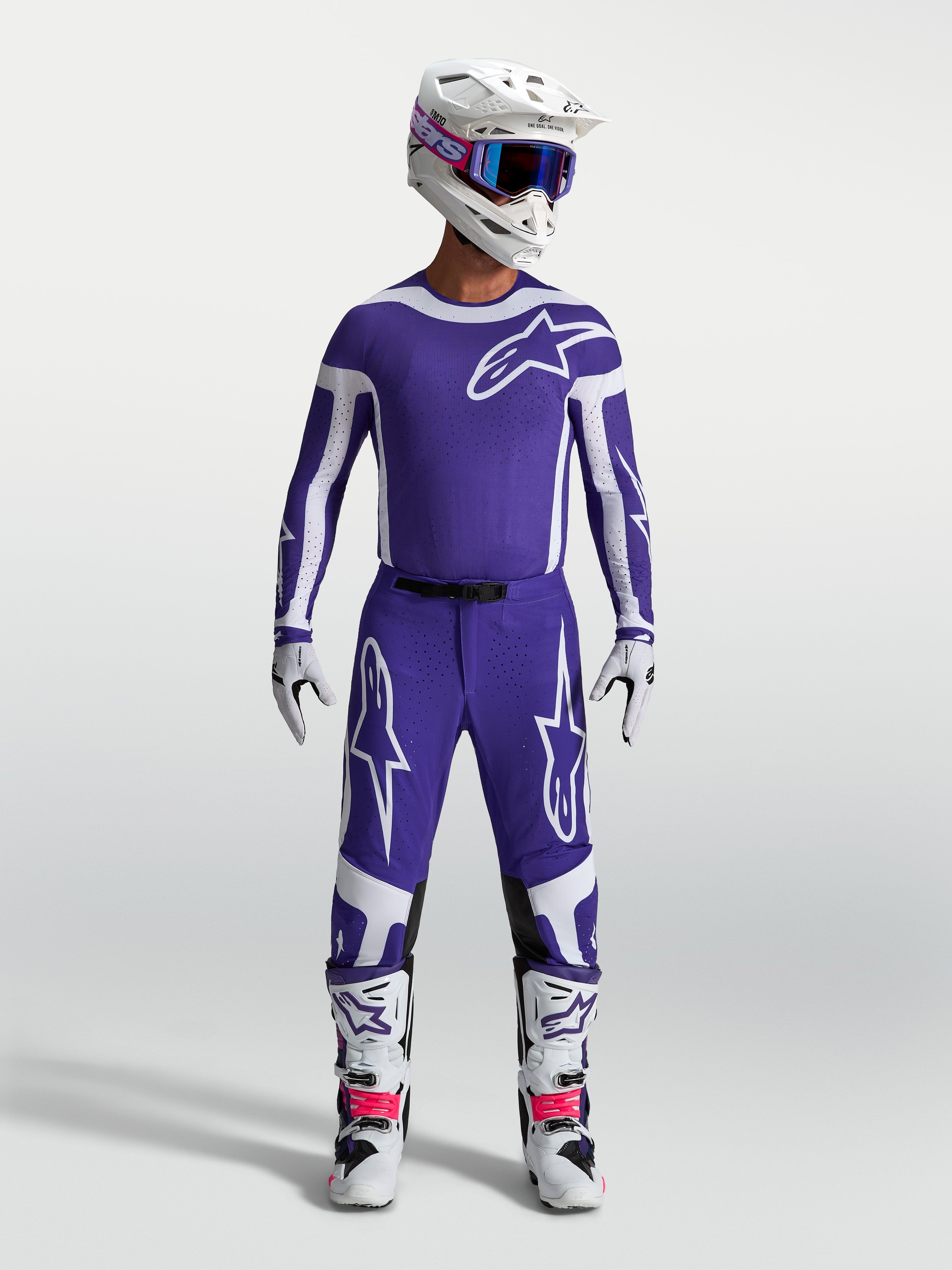 Alpinestars Supertech Vesta Hose, Motocross-Hose für Herren, Dunkelblau und Weiß, athletische Passform, Ripstop-Gewebe.