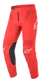 Alpinestars Supertech Blaze Hose, Motocross-Hose, Hellrot und Schwarz, mit Mesh-Belüftungseinsätzen, schwarzen Leder-Innenknieverstärkungen, weißen A-Star-Logos und verstellbarem Ratschenverschluss für Hochleistungs-Geländefahrten