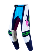 Alpinestars Techstar Maven Motocross-Hose, Herren, Weiß und Blau, Leder-Knieeinsätze, athletische Rennpassform.