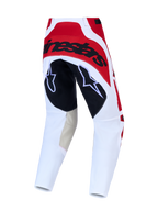 Alpinestars Techstar Maven Herren-Motocross-Hose in Rot und Weiß mit robusten Ziegenleder-Innenknien, Rückansicht.