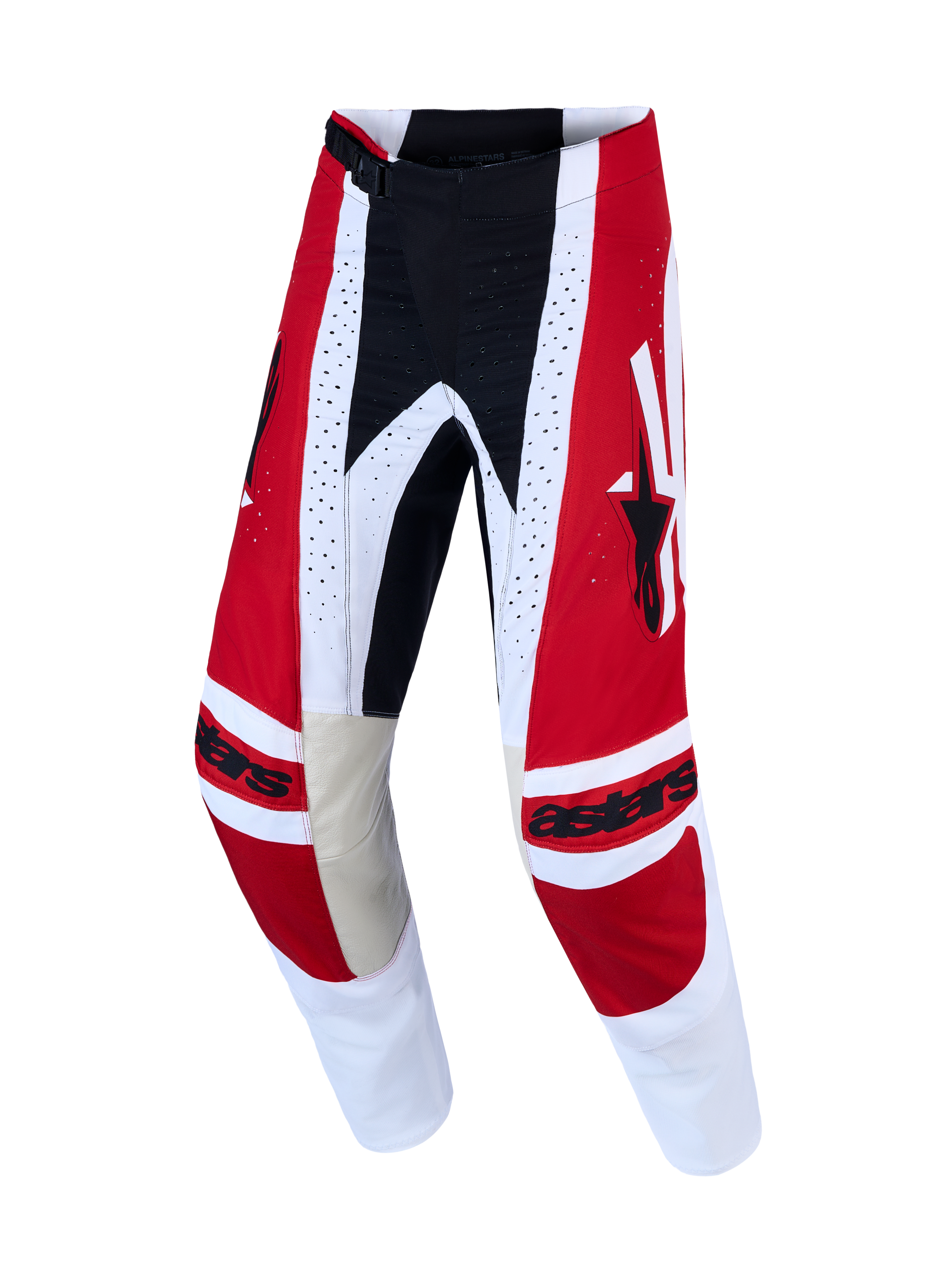 Alpinestars Techstar Maven Hose, Motocross-Hose für Herren, Rot und Weiß, strapazierfähige 600D-Polygewebe-Konstruktion.
