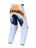 Alpinestars Techstar Maven Hose, Herren-Motocrosshose in Staubblau und Orange, Rückansicht mit verstärktem Sitzbereich.