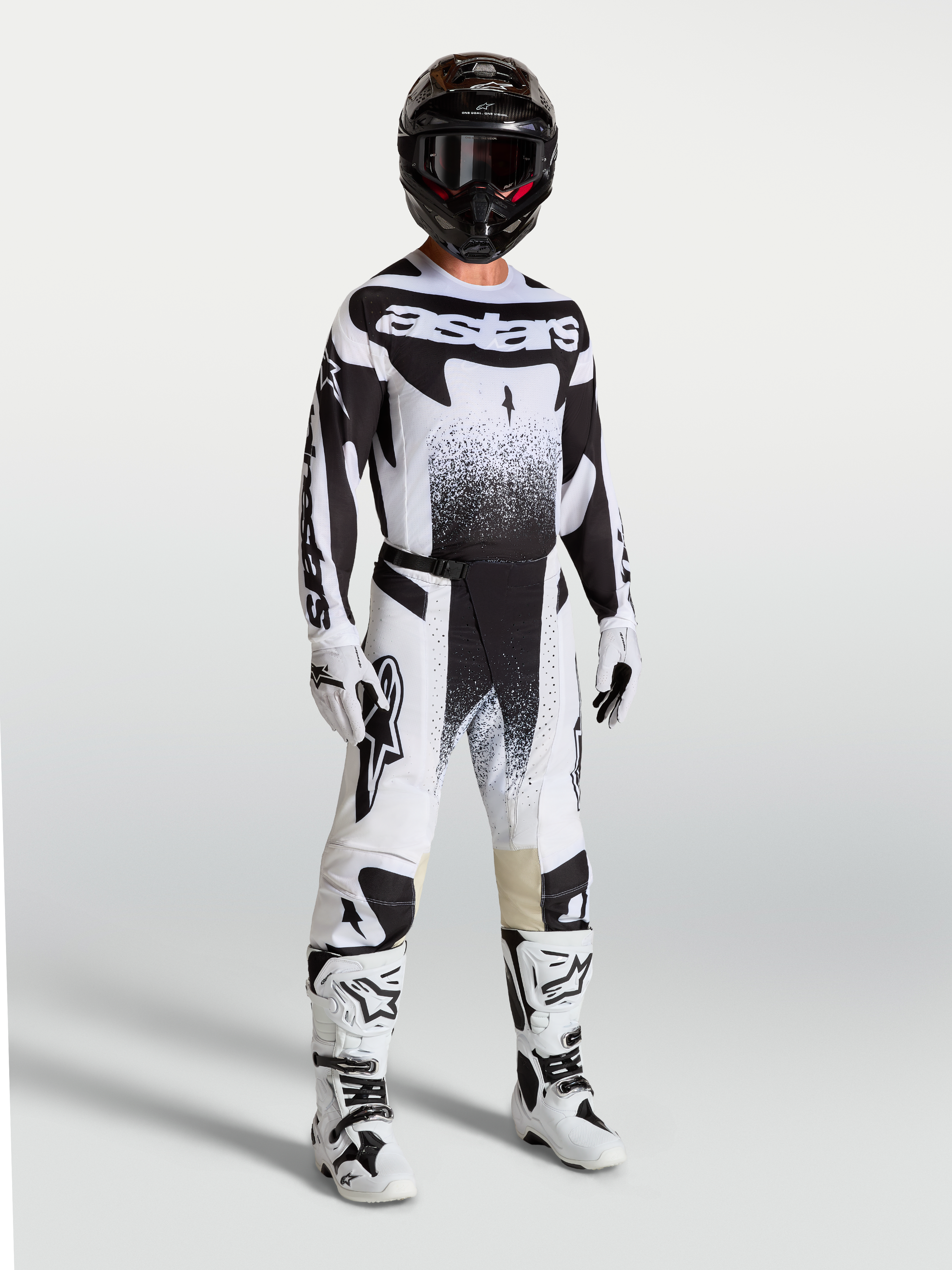 Alpinestars Techstar Swan Hose, Herren-Motocross-Hose in Schwarz und Weiß mit athletischem Rennschnitt aus Stretch-Ripstop.