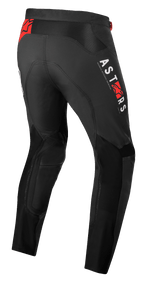Alpinestars Supertech Foster Hose, Motocross-Hose, Schwarz mit vertikalem weißem ASTARS-Branding und roten Stern-Logos, leistungsstarke Textilkonstruktion mit Mesh-Einsätzen für Belüftung und Bewegungsfreiheit
