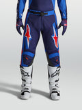 Alpinestars Racer Hunt Pants, Blue and Red Motocross Pants for men, durable pre-curved construction with bold star graphics.