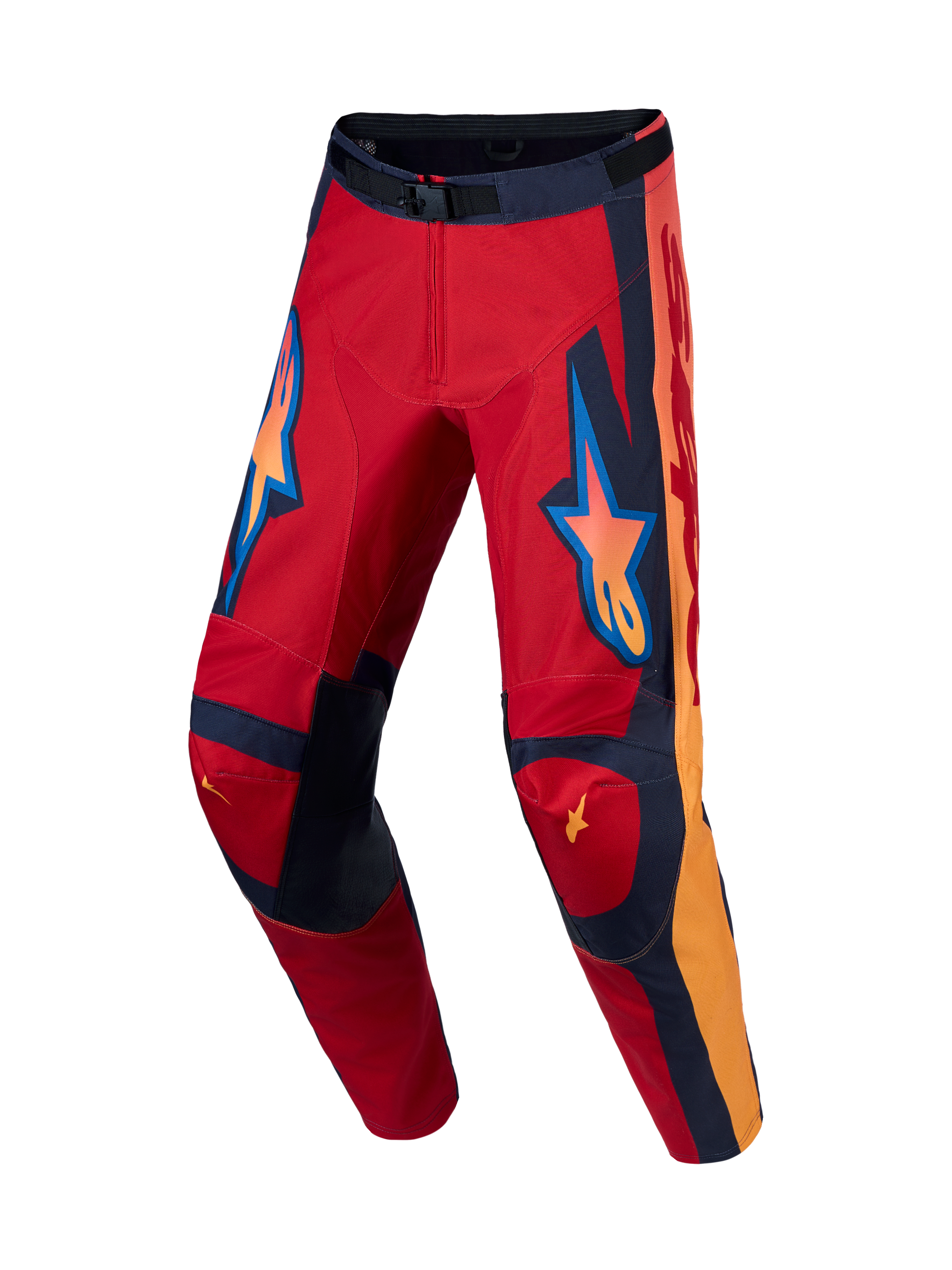 Alpinestars Racer Hunt Hose, Motocross-Hose für Herren in Rot und Koralle, vorgeformte Beine, robustes 600D-Polygewebe.