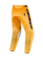 Alpinestars 2027 Racer Amber Motocross-Hose, Rückansicht in Orange und Blau, Knieinnenseiten aus Leder.