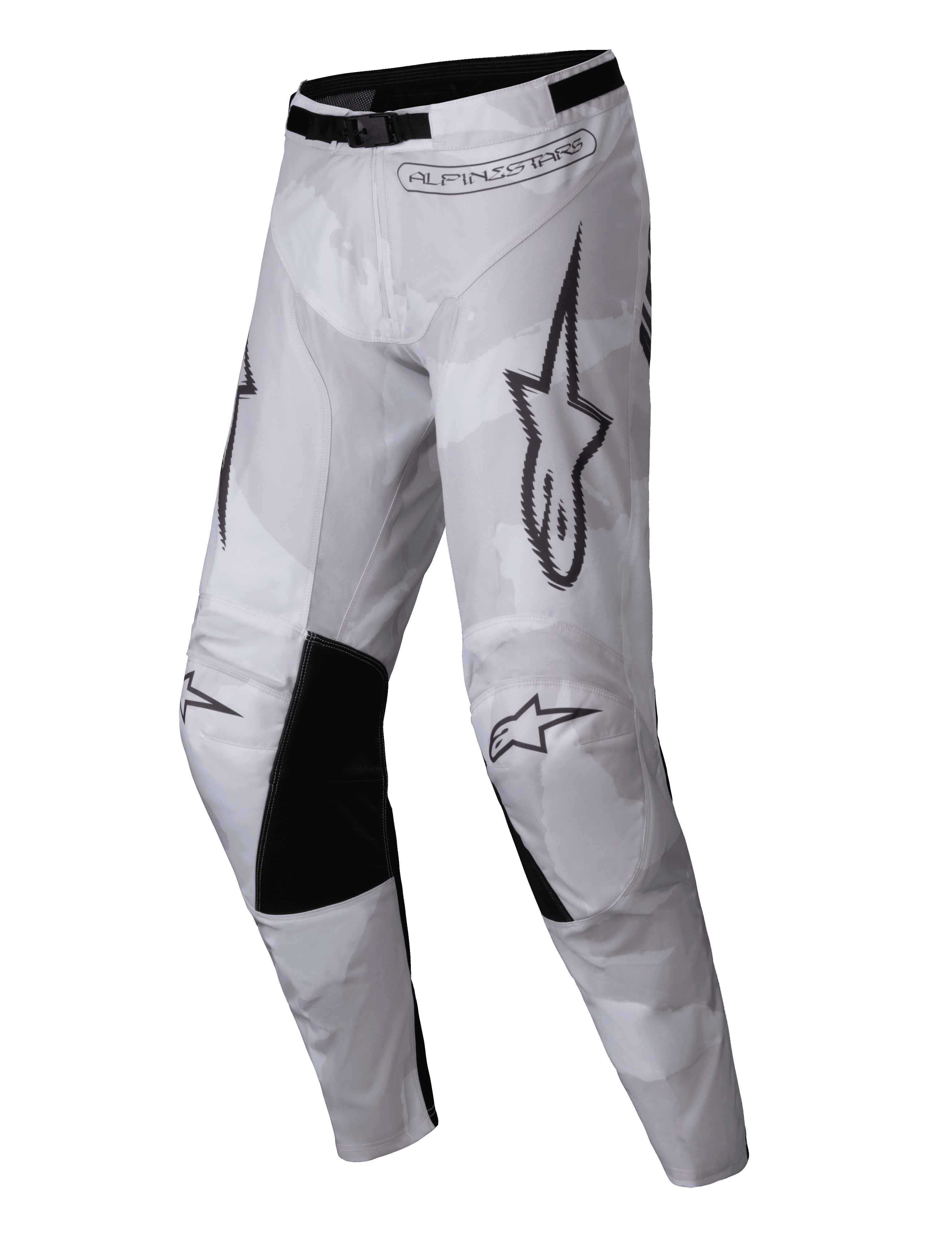 Alpinestars 2025 Racer Hollow Hose, Motocross-Hose, Light Camo Brown, mit hellem Camouflage-Muster und schwarzen Einsätzen an der Knieinnenseite, markantes Alpinestars-Branding, verstellbare Taillenschnalle für den Offroad-Rennsport