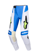 Alpinestars 2026 Techstar Knif Hose, Motocross-Hose, UCLA Blau, Weiß und Neon-Gelb, mit einem großen schwarzen Stern-Logo und fluoreszierenden gelben Akzenten, Astars-Branding an den Knien, perforierte Einsätze zur Belüftung, sportliches Design für den Offroad-Rennsport.