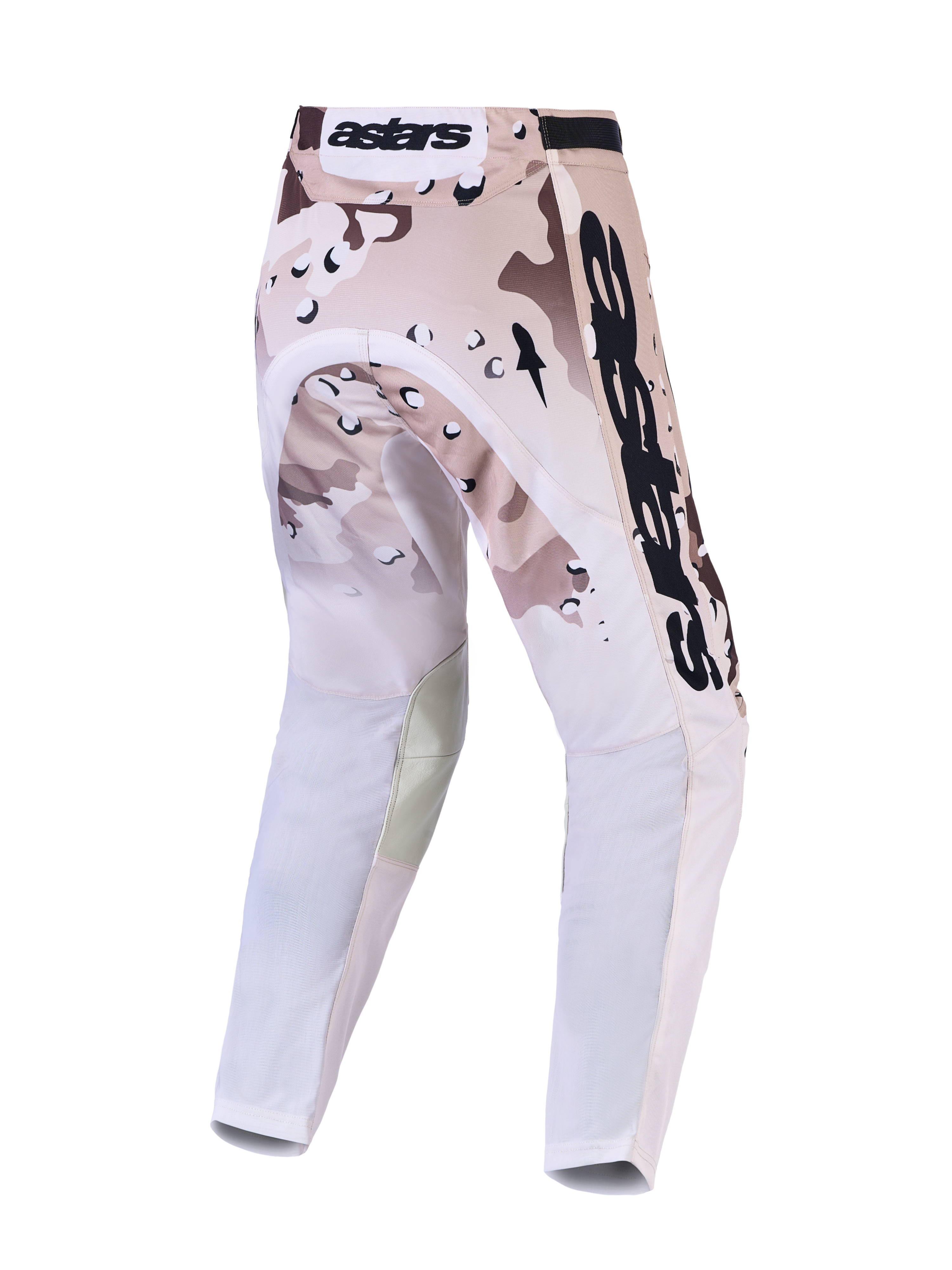 Alpinestars Racer Lone Motocross-Hose, Herren-Offroad-Ausrüstung, Rückansicht in Sand-Camo-Beige und Schwarz, vorgeformte Beine und strapazierfähige Stretch-Einsätze.