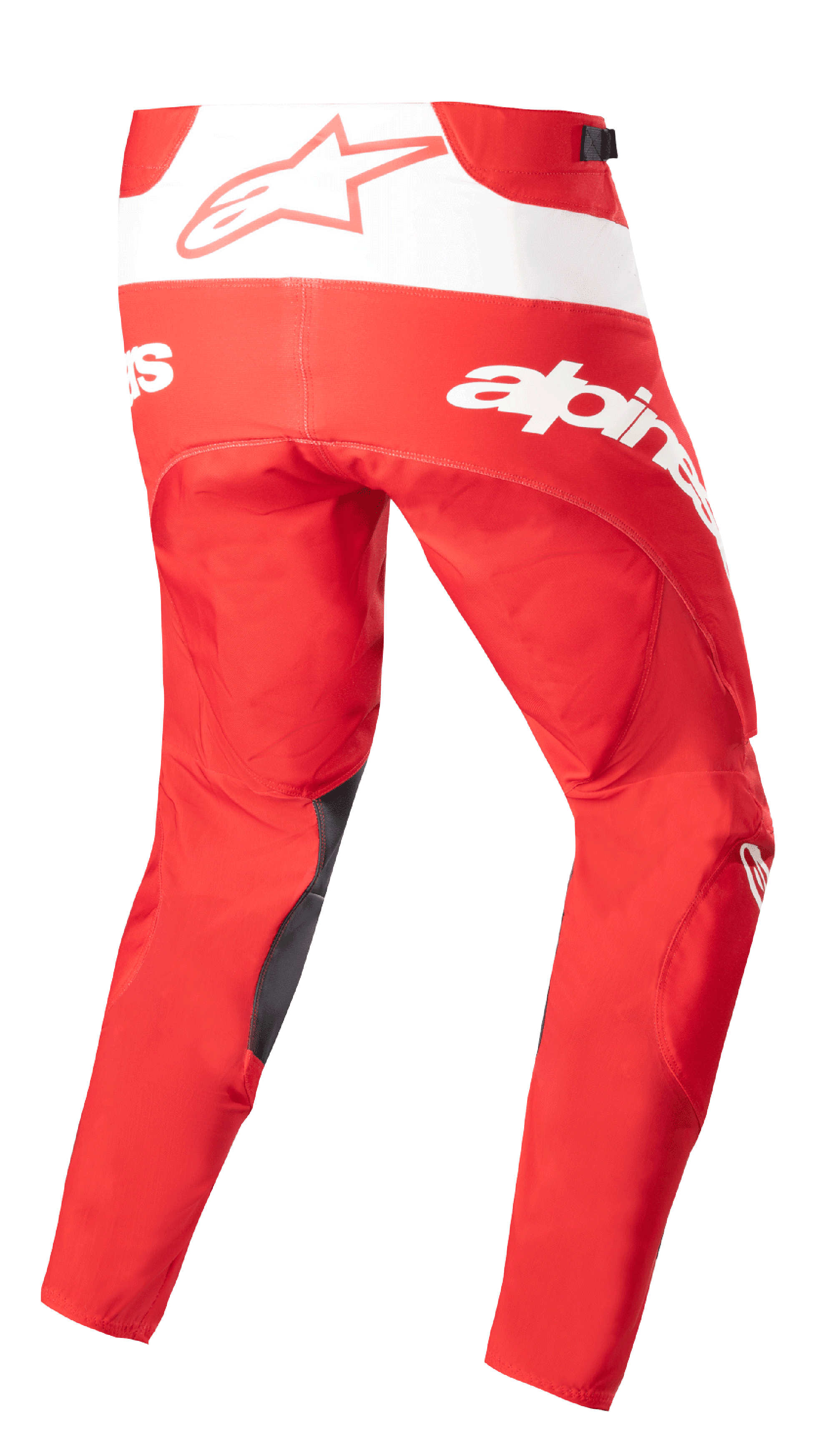 Alpinestars 2023 Techstar Arch Hose, Motocross-Hose, Mars-Rot und Weiß, Rückansicht mit markantem weißem Branding und Stern-Logo, dunkle Verstärkungen an der Beininnenseite, technisches Design für Offroad-Performance