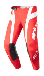 Alpinestars 2023 Techstar Arch Hose, Motocross-Hose, Mars-Rot und Weiß, schwarze Leder-Knie-Patches, perforierte Belüftungseinsätze, verstellbare Taillenschnalle, Performance Off-Road-Ausrüstung