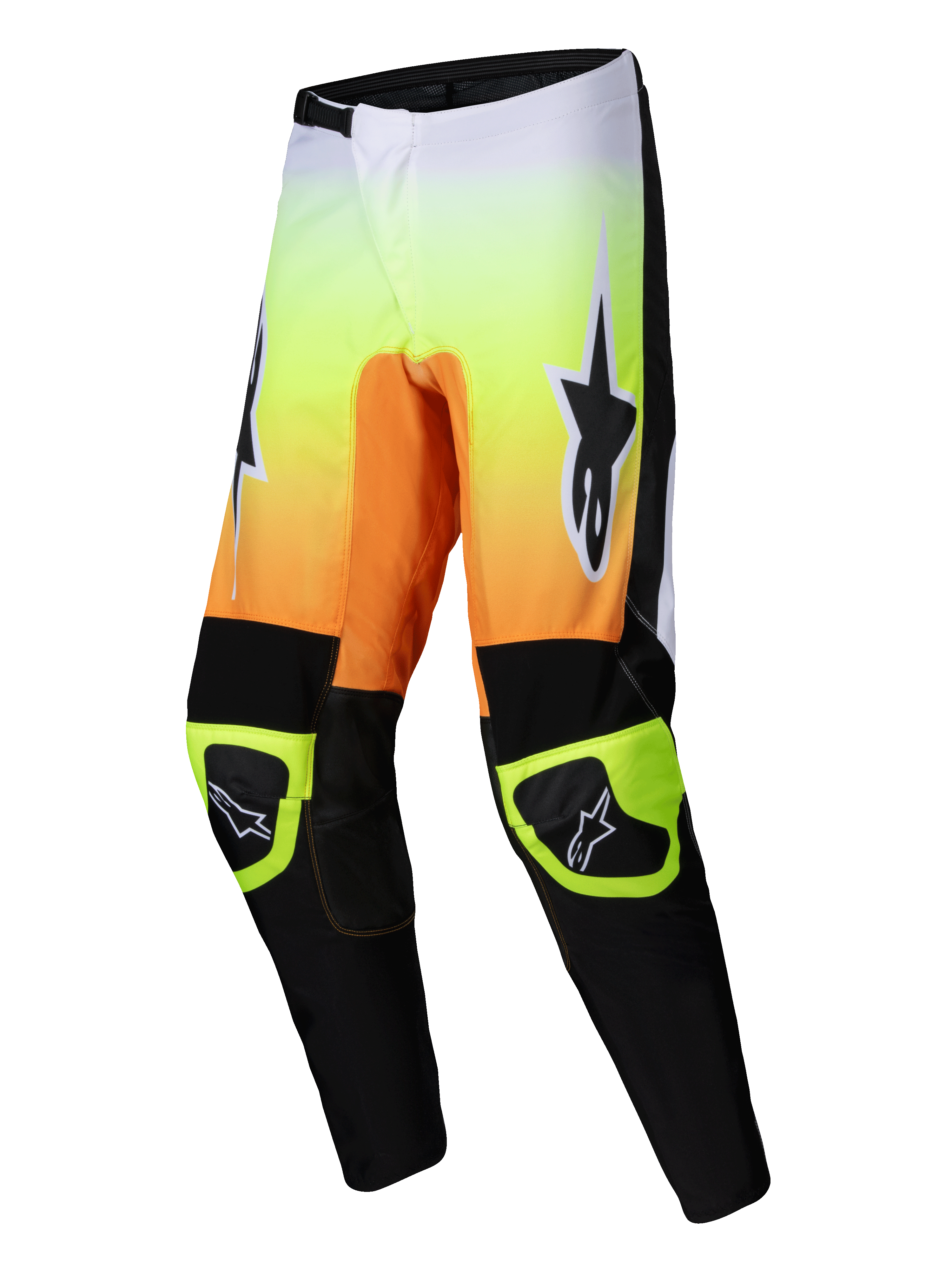 2025 Fluid Wurx Hose, Herren-Motocross-Offroad-Hose, Gelb, Orange und Schwarz, leichte 600D-Polyfaser-Konstruktion mit vorgeformten Beinen