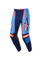 Alpinestars 2026 Techstar Nomur Hose, Motocross-Hose, Dunkelblau, Orange und UCLA-Blau, mit markantem Alpinestars-Branding auf den Oberschenkeln, 'astars'-Logo auf den Knien, magnetischer Taillenschnalle und lasergeschnittenen Perforationen für die Luftzirkulation, Hochleistungs-Offroad-Ausrüstung