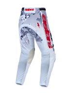 Alpinestars Racer Air Lone Hose, Motocross-Hose für Herren, Rückansicht in Grau-Camo und Weiß mit roten Akzenten, atmungsaktive Konstruktion für den Offroad-Rennsport
