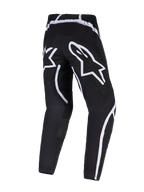 Alpinestars 2026 Fluid Apex Pants, Motocross Pants, Black and White, rear view showing large white star branding on the seat, ergonomic design with curved white accents, durable 600D polyfabric for off-road performance.