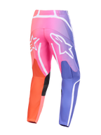 Alpinestars 2026 Fluid Apex Hose, Motocross-Hose, Farbverlauf in Pink, Orange und Lila, Rückansicht mit großen weißen Alpinestars-Logos und diagonalen Streifen, verstärkte Einsätze für Offroad-Performance
