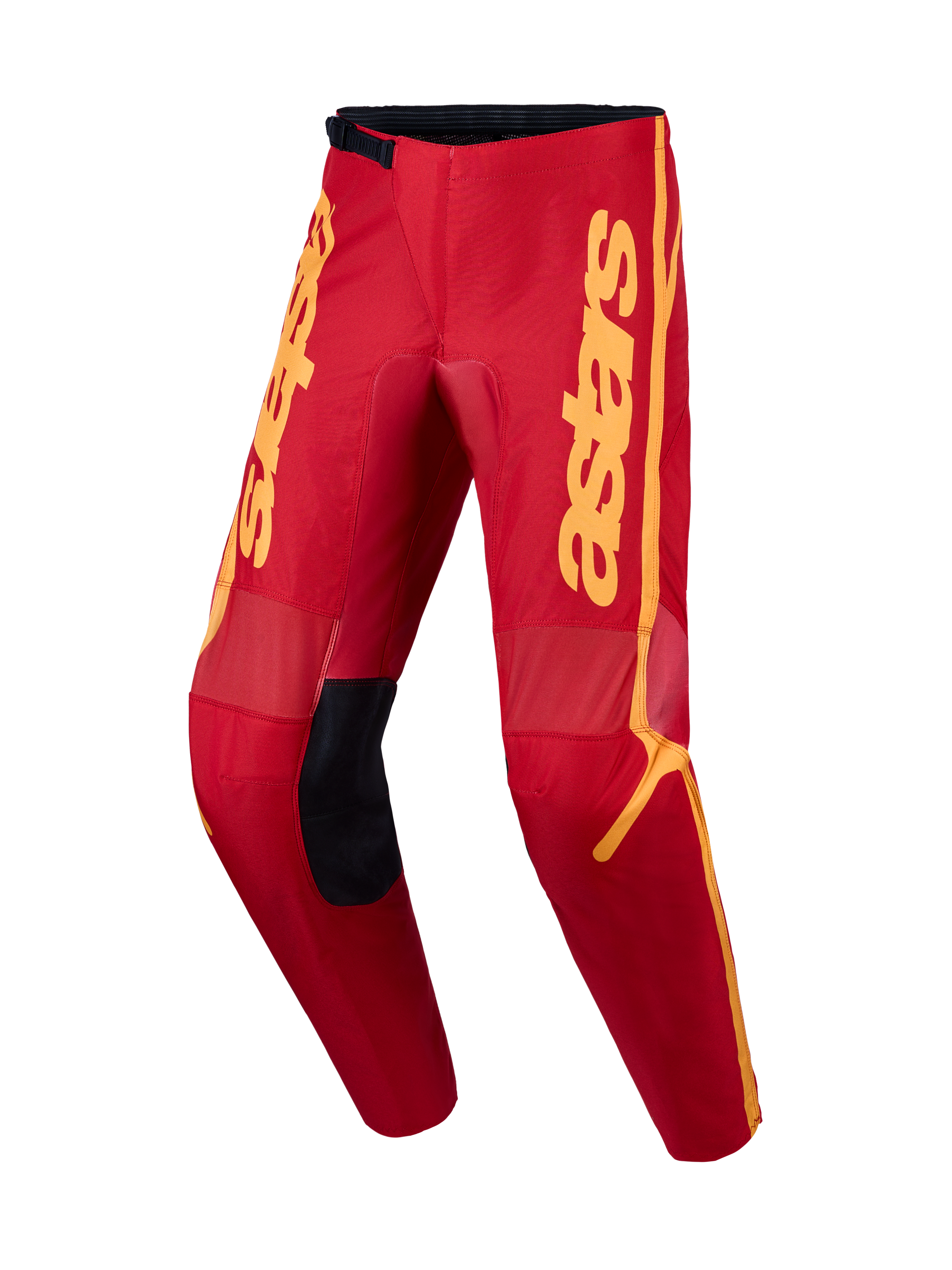 Alpinestars Fluid Apex V2 Hose, Herren Motocross-Hose, Rot und Gold, 600D-Polygewebe mit Lederverstärkung für den Offroad-Sport.