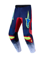 Alpinestars 2027 Fluid Drag Motocross Hose, Offroad-Rennhose, Navy-Blau und Rot mit neongelben Akzenten, schützendes Polygewebe