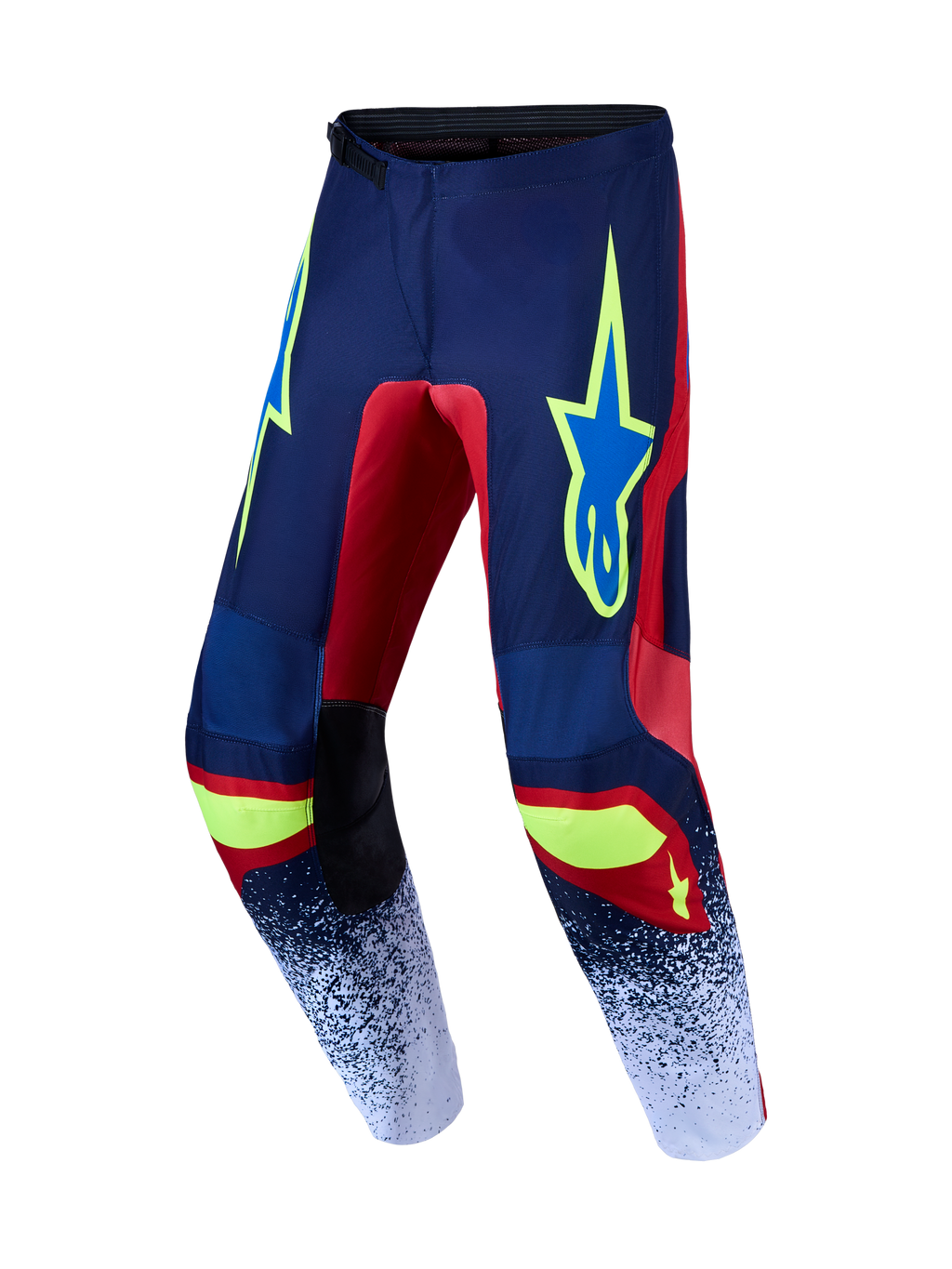 Alpinestars Fluid Drag Hose, Herren Motocrosshose, Navyblau und Feuerrot, 600D-Polygewebe und vorgeformte Beine.