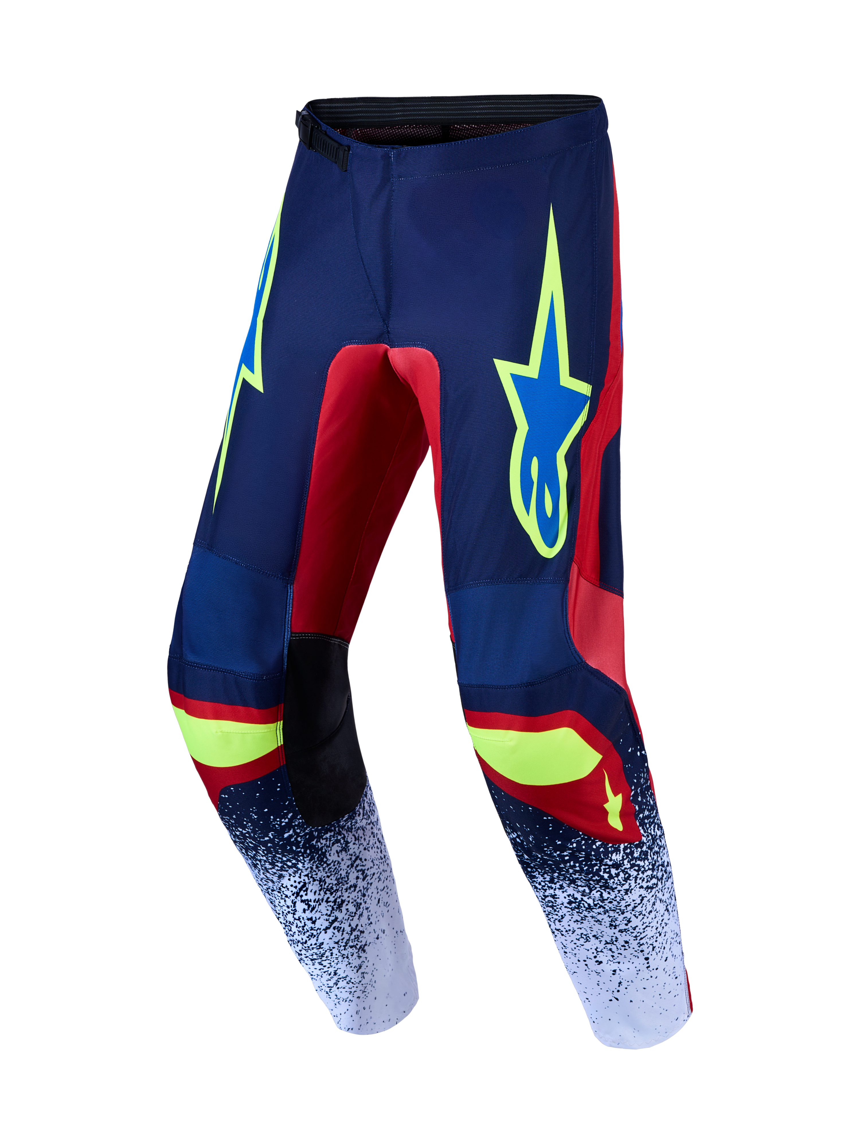 Alpinestars Fluid Drag Hose, Herren Motocrosshose, Navyblau und Feuerrot, 600D-Polygewebe und vorgeformte Beine.