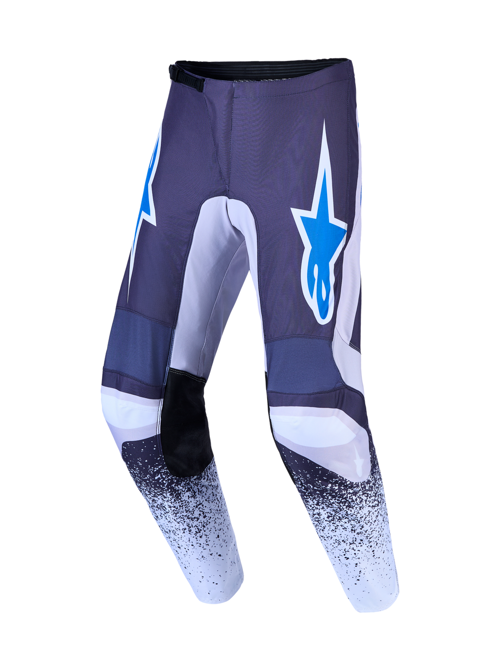 Alpinestars Fluid Drag Hosen, Motocross-Hose für Herren, Grau und Blau, verstärktes Polygewebe mit Sternlogografiken.