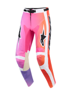 Alpinestars 2026 Racer Air Portl Hose, Motocross-Hose, mehrfarbig in Pink, Orange und Lila mit weißen Seitenpaneelen, schwarzen Alpinestars-Logos, perforierten Zonen zur Belüftung und beigefarbenen Lederverstärkungen an der Knieinnenseite.