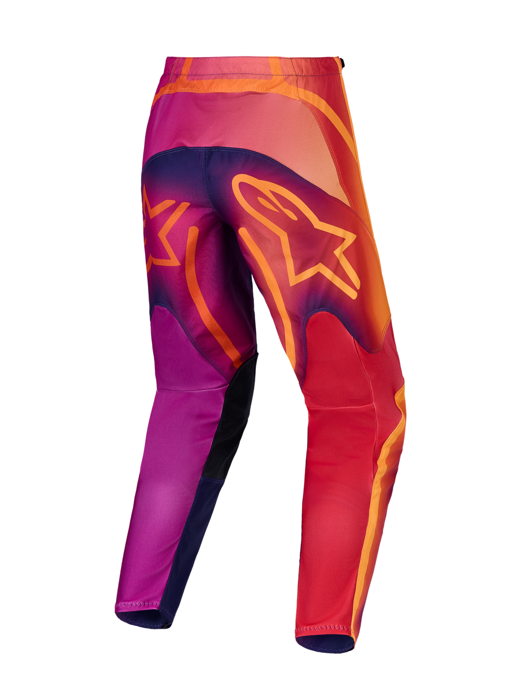 Alpinestars Fluid Kepler Hose, Motocross-Hose, Herren, Lila und Orange, Rückansicht, 600D-Polygewebe, Sport-Fit.