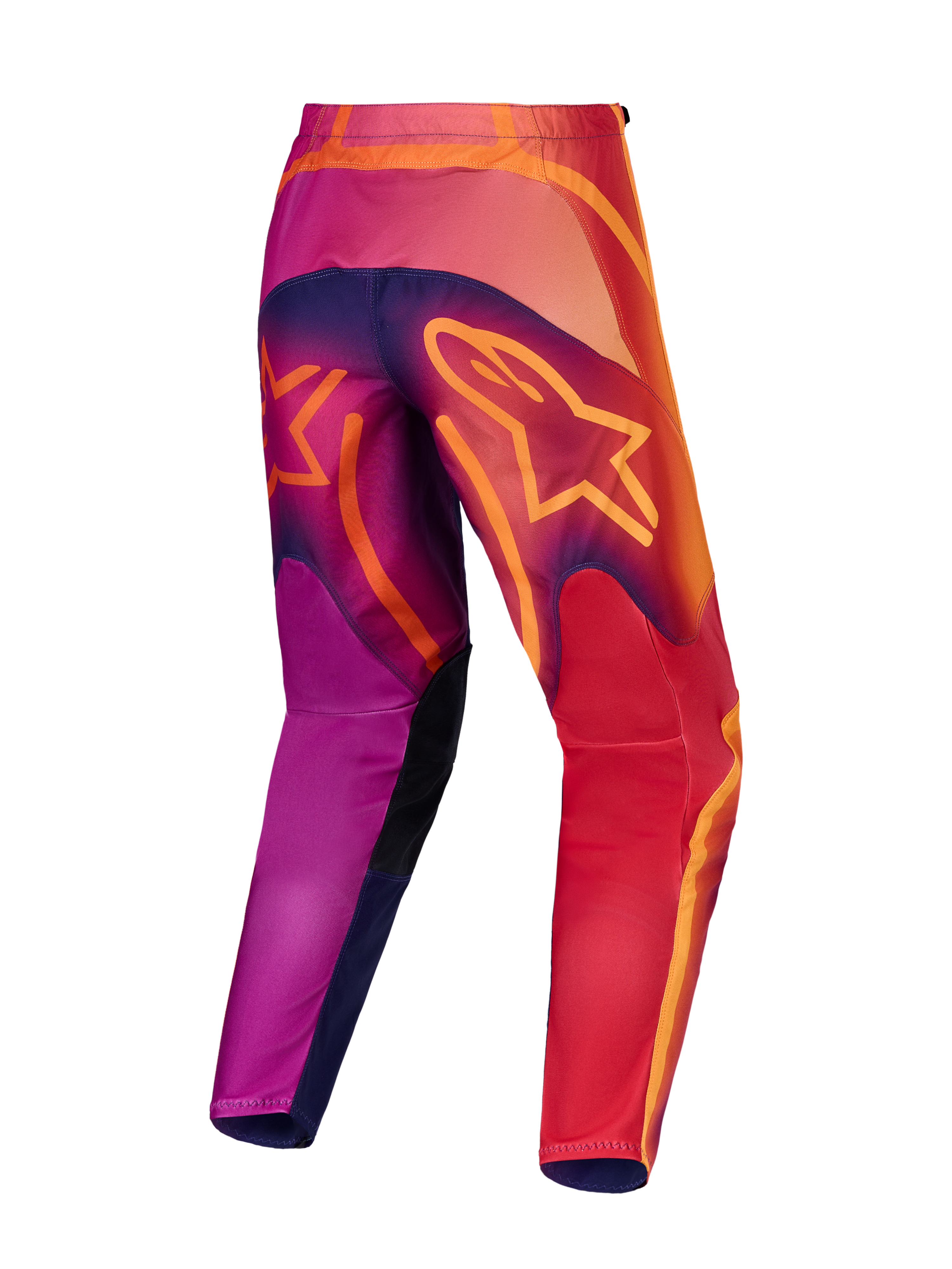 Alpinestars Fluid Kepler Hose, Motocross-Hose, Herren, Lila und Orange, Rückansicht, 600D-Polygewebe, Sport-Fit.
