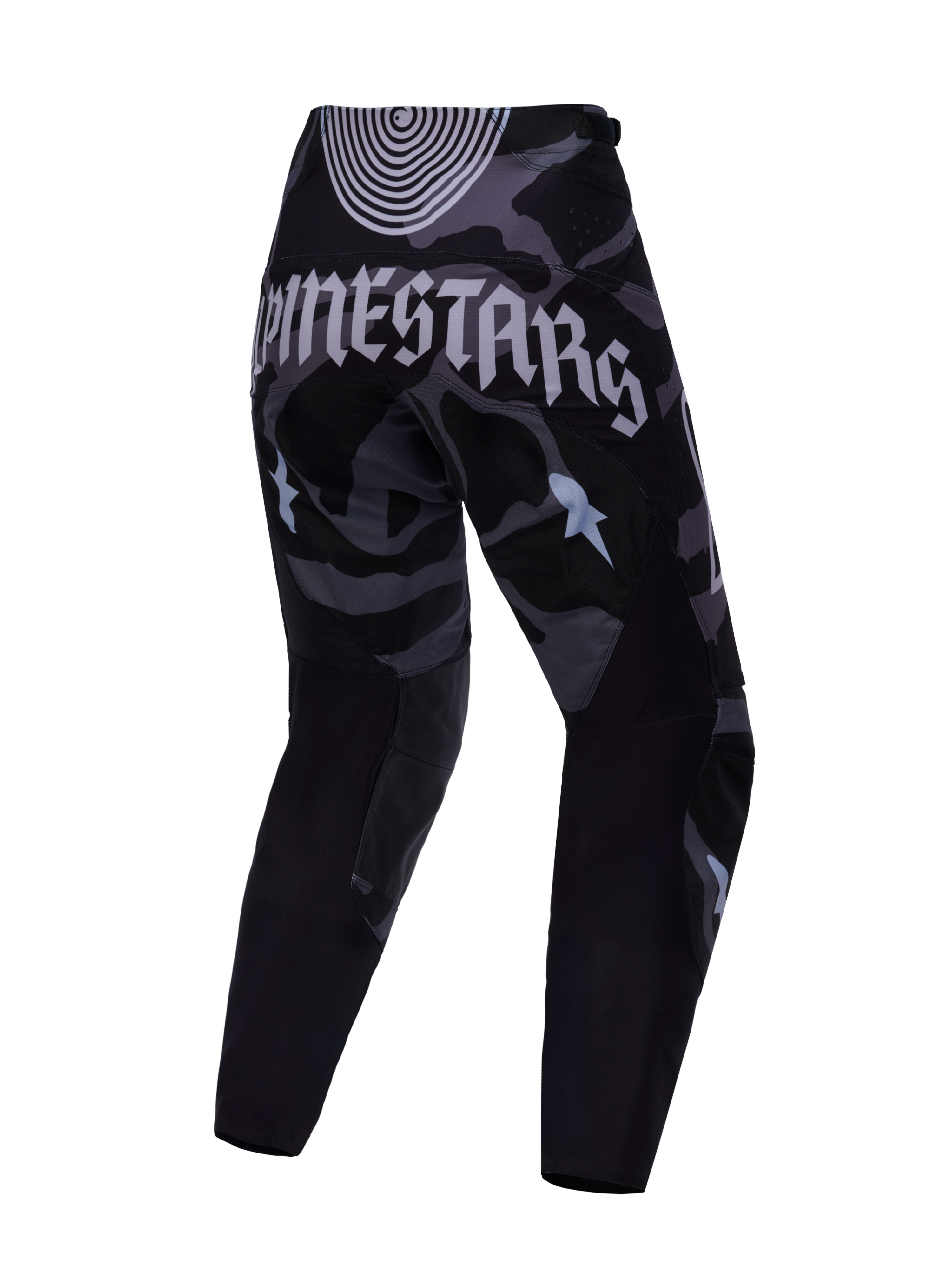 Limited Edition Techstar Beast Coast Hose, MX-Hose in Schwarz und Grau mit Camouflage und Logo-Schriftzug hinten.