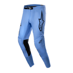 Alpinestars 2024 Supertech Dade Hose, Motocross-Hose, Hellblau, schwarze Stern-Logos auf den Oberschenkeln, schwarze Innenknieverstärkungen, perforierte Belüftungsöffnungen, athletisches Race-Fit-Design für Offroad-Performance