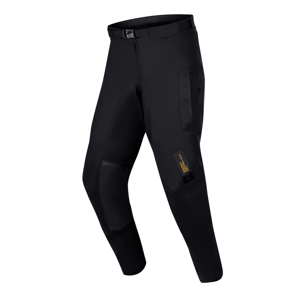 Alpinestars 2024 Techdura Hose, Enduro-Offroad-Hose, Schwarz, mit robuster Stretch-Polyamid-Konstruktion, Knie-Innenpaneelen aus Ziegenleder, magnetischem SX2-Schnallengürtel und technischen Branding-Labels.