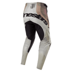Alpinestars 2024 Techstar Pneuma Pants, Motocross Pants, Dark Sand and Iron Dust Gray, rear view featuring black reinforced seat panel and bold Alpinestars branding across the back, technical race spec text on the waistband, earthy camouflage-style design, durable textile construction for off-road racing