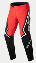Alpinestars Techstar Acumen LE Hose, Motocross-Hose, Rot, Schwarz und Weiß, mit rotem oberen Chassis, schwarzen Unterschenkelbereichen, weißen Stern-Logos an den Seiten und einer schwarzen verstellbaren Taillenschnalle, strapazierfähige Offroad-Rennausrüstung.