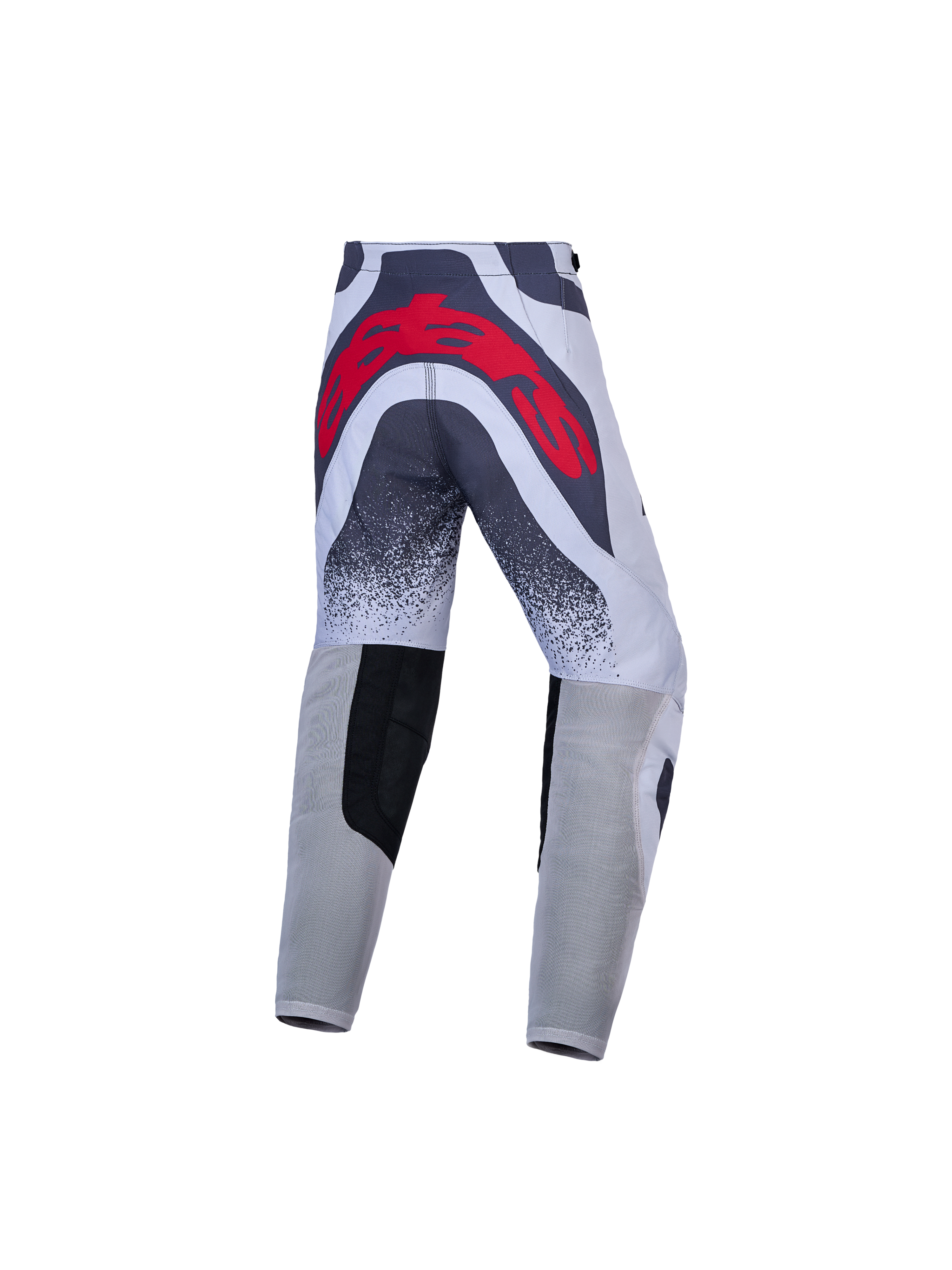 Alpinestars Jugend Supertech Swan Motocross-Hose, Grau und Rot, athletische Rennpassform mit großem Logo am Gesäß.