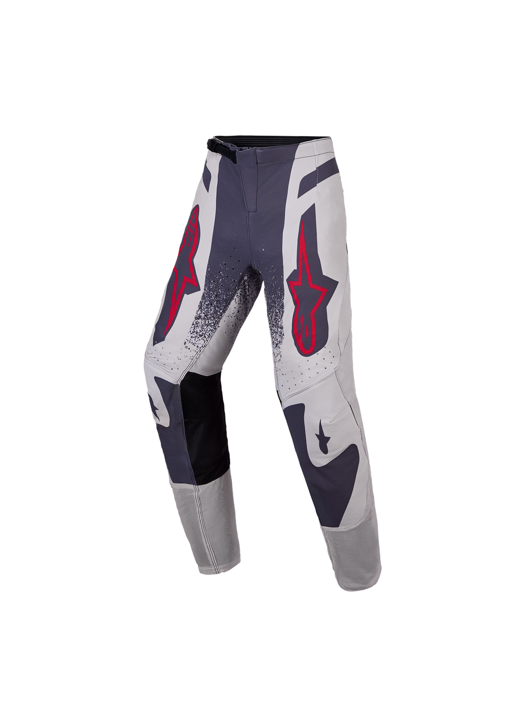 Alpinestars Jugend Supertech Swan Hose 2027, Motocross-Rennhose in Grau und fluoreszierendem Rot, elastisches Stretch-Ripstop-Gewebe, athletische Passform für Offroad-Rennen.