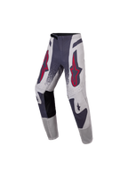 Alpinestars Jugend Supertech Swan Hose 2027, Motocross-Rennhose in Grau und fluoreszierendem Rot, elastisches Stretch-Ripstop-Gewebe, athletische Passform für Offroad-Rennen.