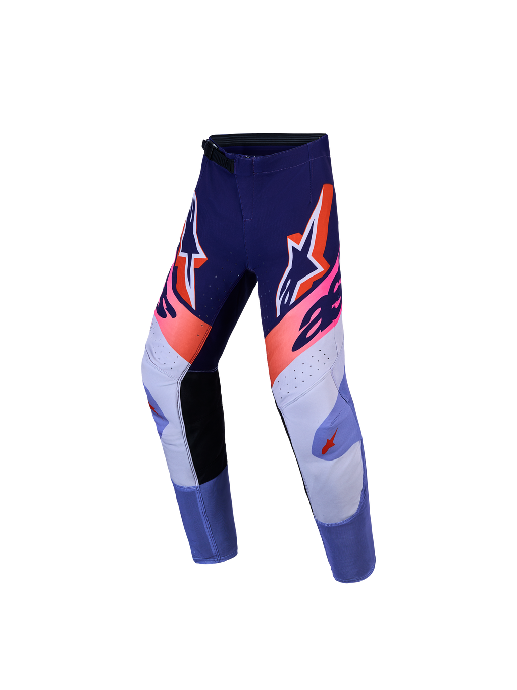 Alpinestars Supertech Dyna Jugend-Hosen für Motocross, Lila und Pink Fluo, aus strapazierfähigem Ripstop-Gewebe.