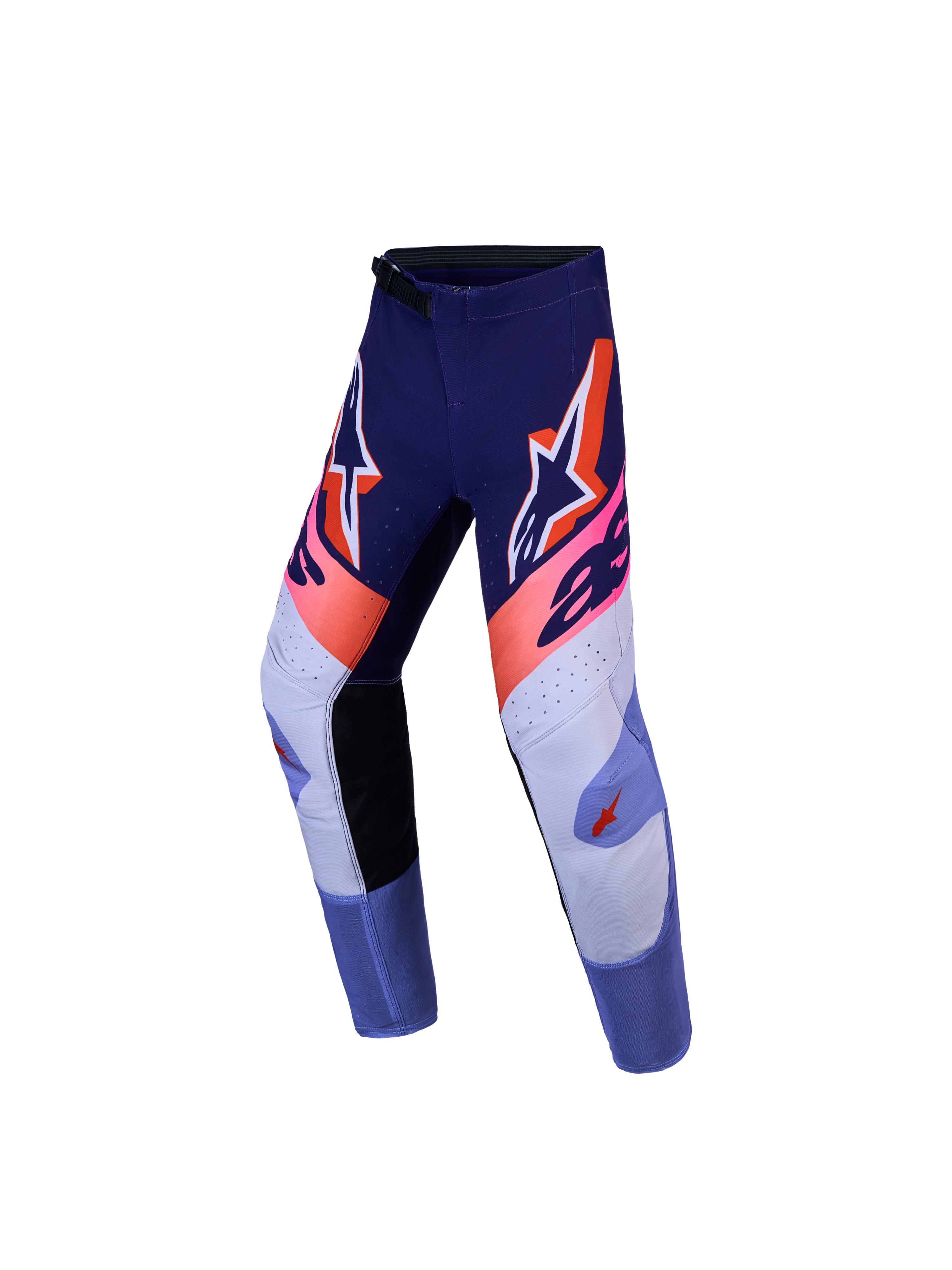 Alpinestars Supertech Dyna Jugend-Hosen für Motocross, Lila und Pink Fluo, aus strapazierfähigem Ripstop-Gewebe.
