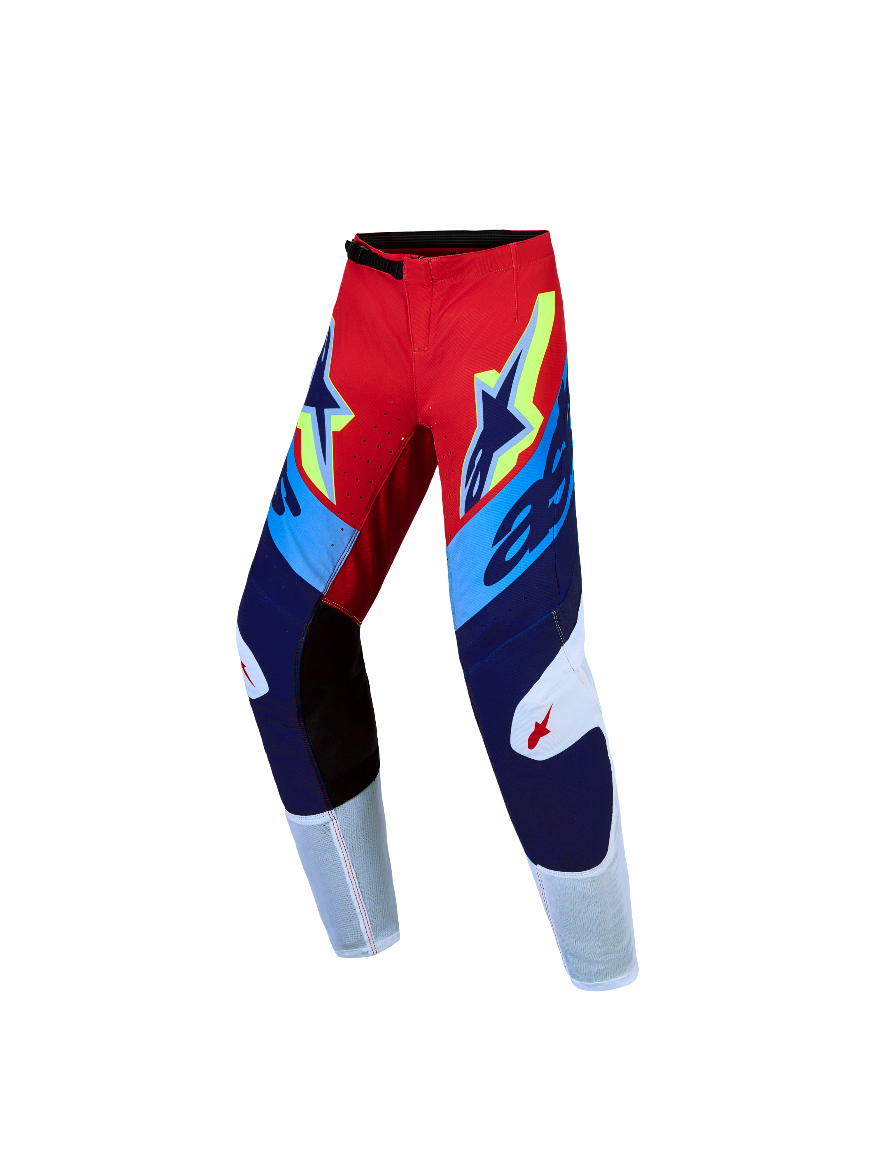 Alpinestars Jugend Supertech Dyna Hose 2027, Motocross-Rennsport-Hose in Rot und Navy-Blau mit Stretch-Paneelen.